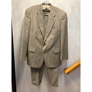Burberrys Mens Taupe Plaid Two-Piece Suit Size 43 Pant w36xL29